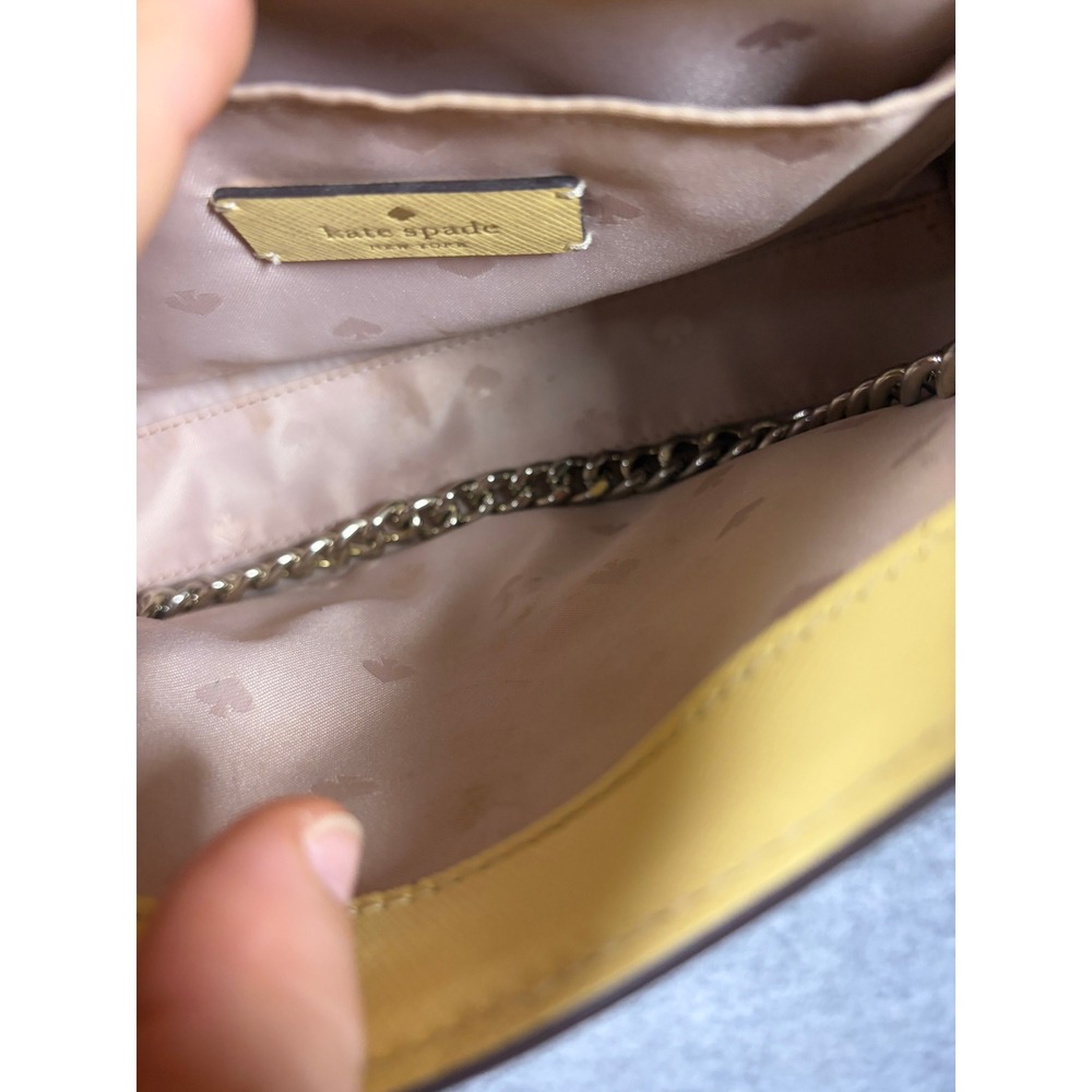 Kate Spade Yellow Saffiano Leather Crossbody Bag with Chain Detail and Strap - Picture 6 of 10